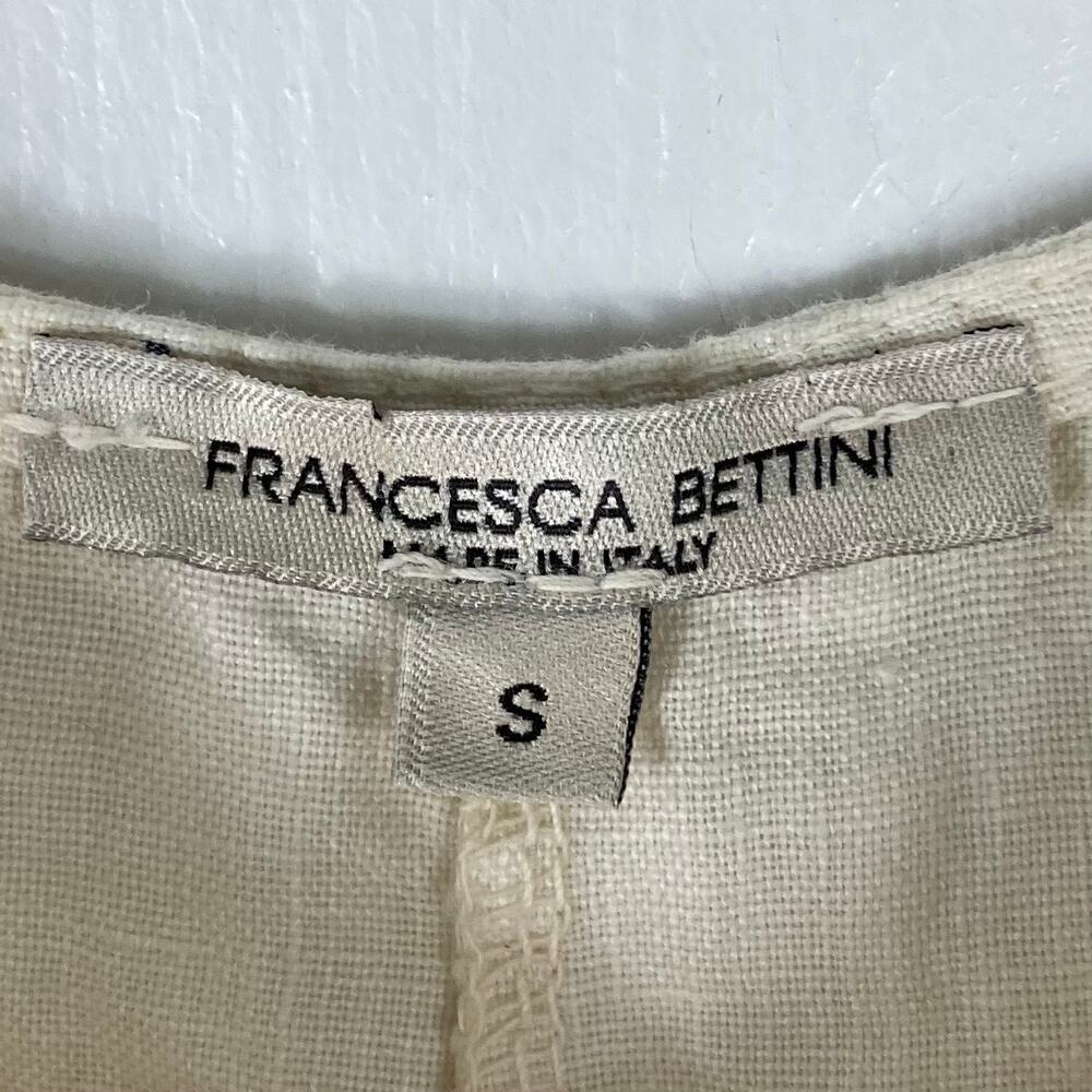 NWOT FRANCESCA BETTINI Dress S ITALY Linen Cream A-Line Slit-Sides Maxi Midi - Picture 3 of 10